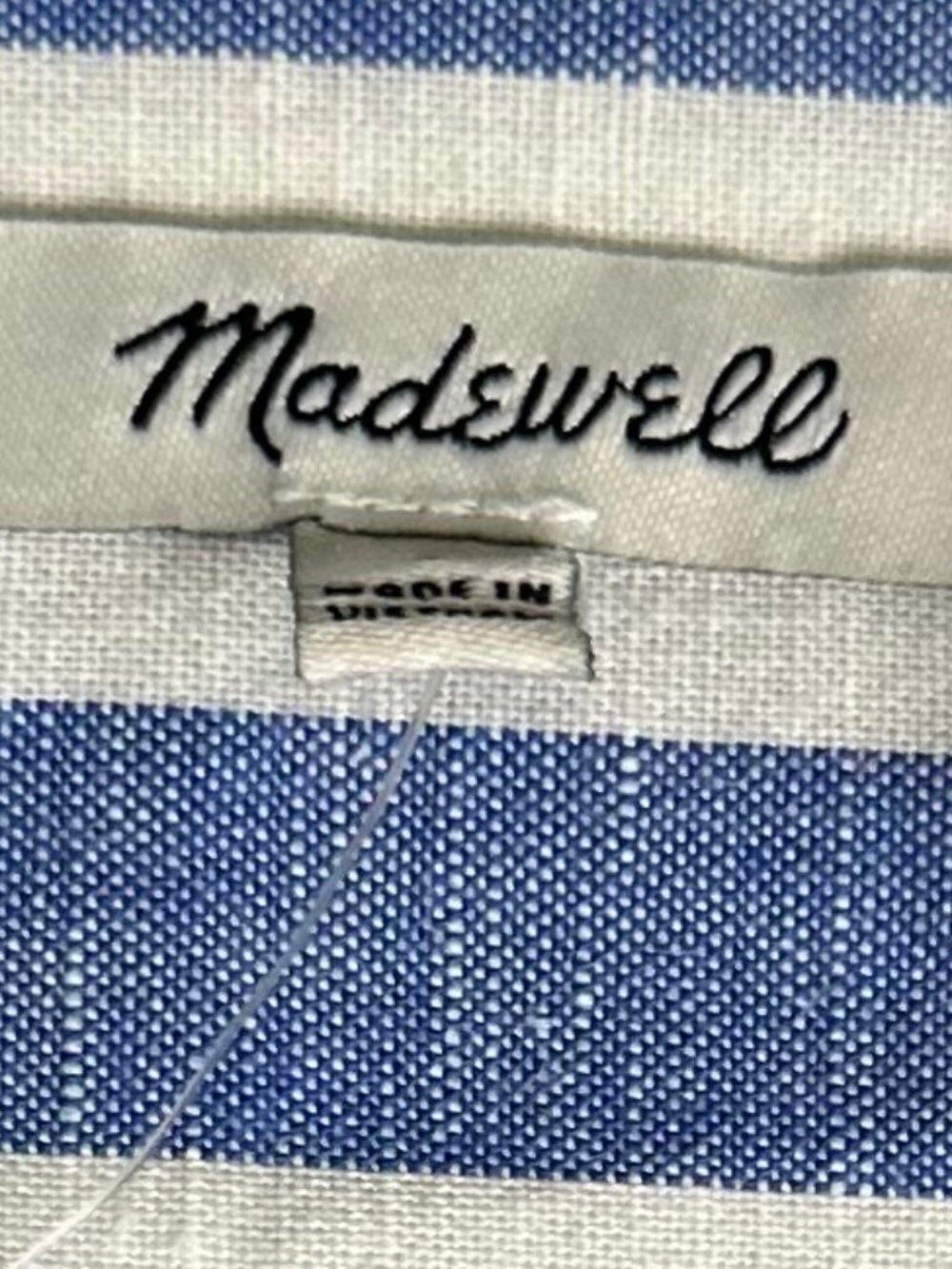 Madewell Cropped Button Down Blue White Stripe Short ''' SIZE S SIZE S ''' - Picture 3 of 6